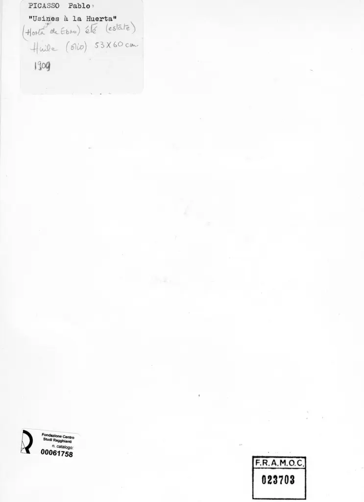 Anonimo , Picasso, Pablo - sec. XX - Usines &agrave; la Huerta , retro