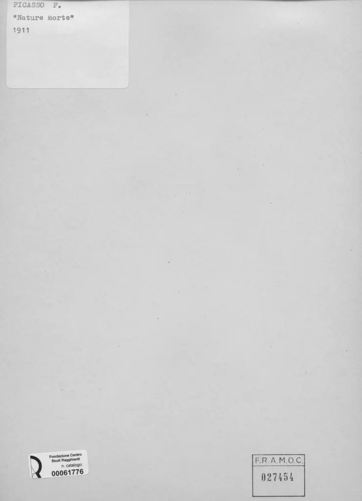 Anonimo , Picasso, Pablo - sec. XX - Nature morte , retro
