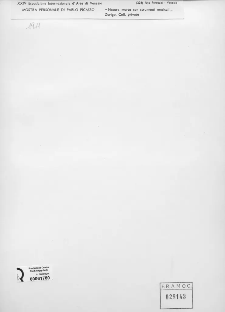 Fotografia Ferruzzi , Picasso, Pablo - sec. XX - Natura morta con strumenti musicali , retro