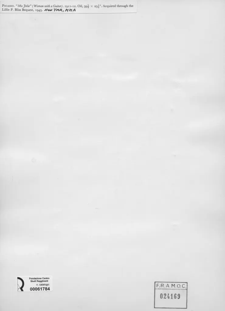 Anonimo , Picasso, Pablo - sec. XX - Ma Jolie , retro