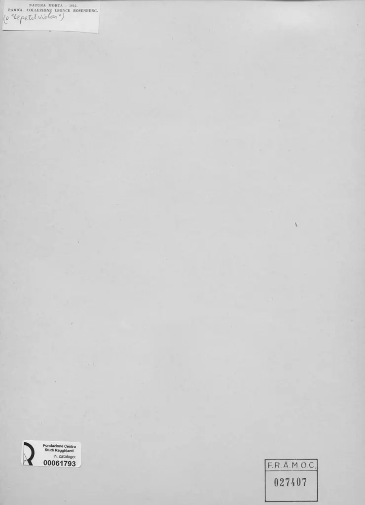 Anonimo , Picasso, Pablo - sec. XX - Natura morta , retro