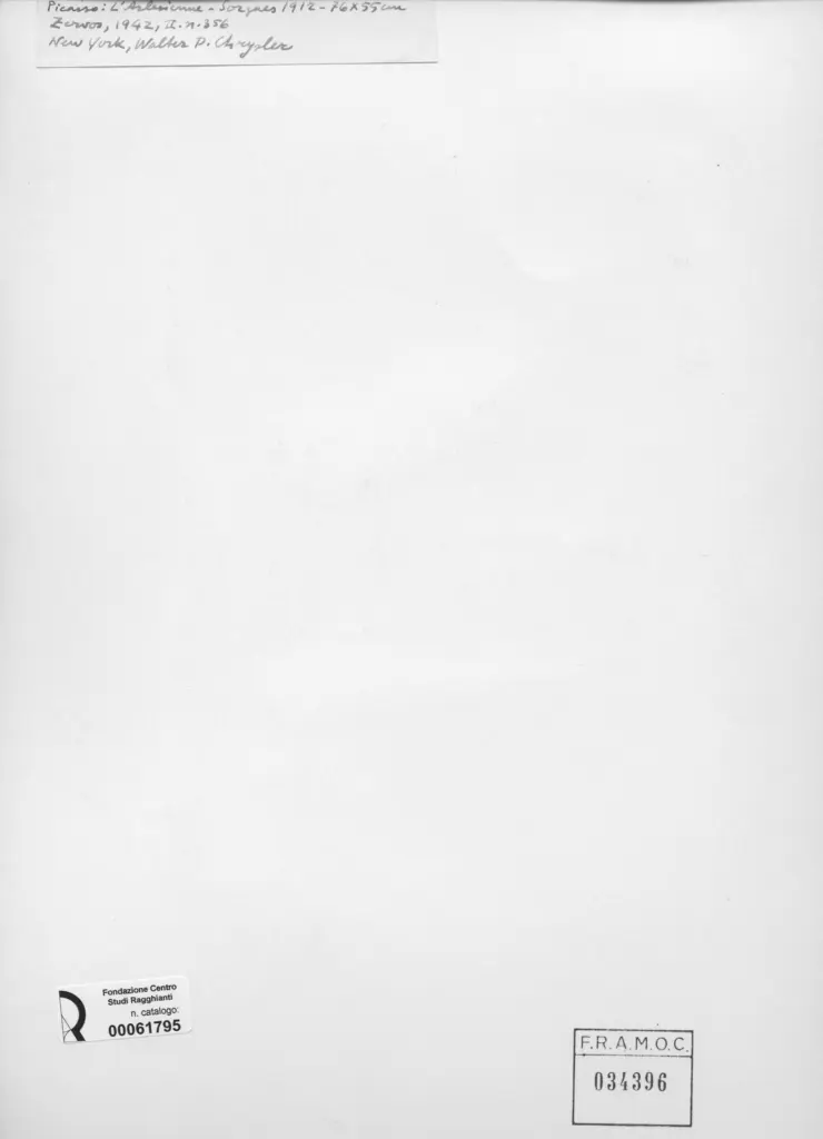 Anonimo , Picasso, Pablo - sec. XX - L'Arlesienne , retro