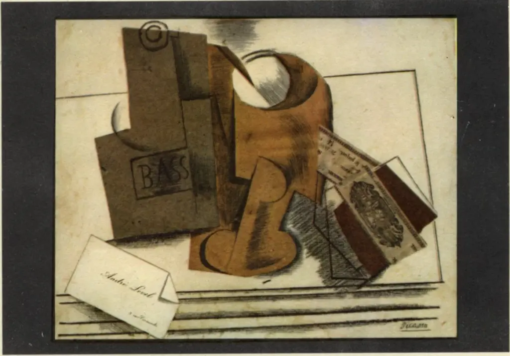 Anonimo , Picasso, Pablo - sec. XX - Papier coll&eacute; avec dessin , fronte