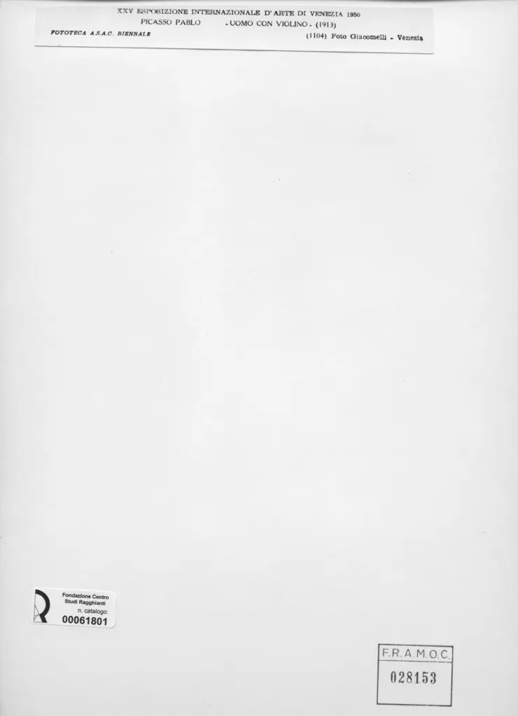 Giacomelli , Picasso, Pablo - sec. XX - Uomo con violino , retro