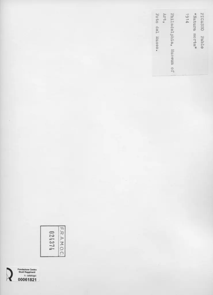 Anonimo , Picasso, Pablo - sec. XX - Natura morta , retro