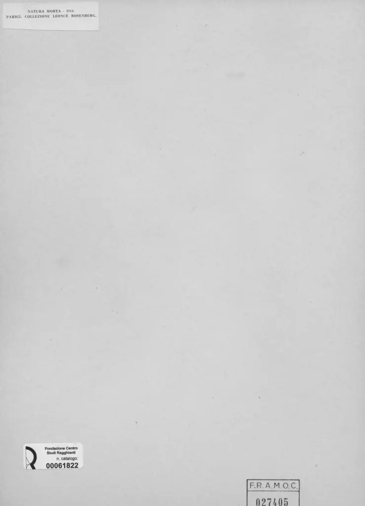 Anonimo , Picasso, Pablo - sec. XX - Natura morta , retro