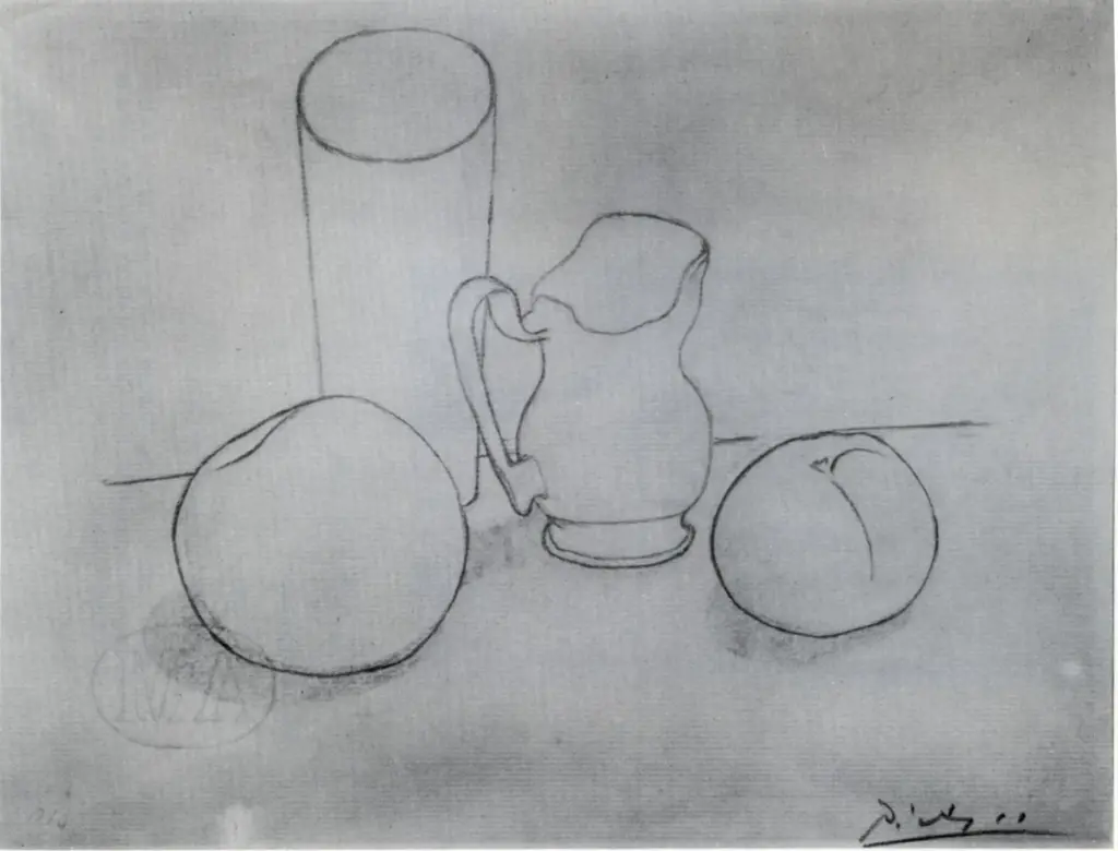 Anonimo , Picasso, Pablo - sec. XX - Pommers, verre et pot , fronte