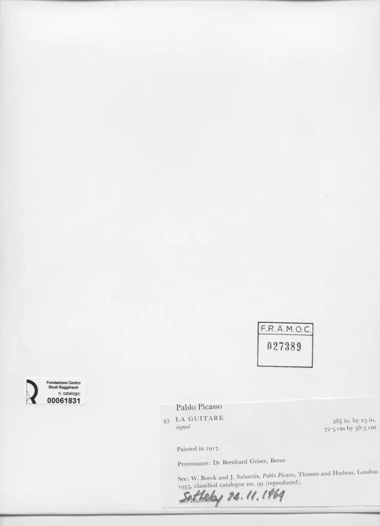Anonimo , Picasso, Pablo - sec. XX - La guitare , retro