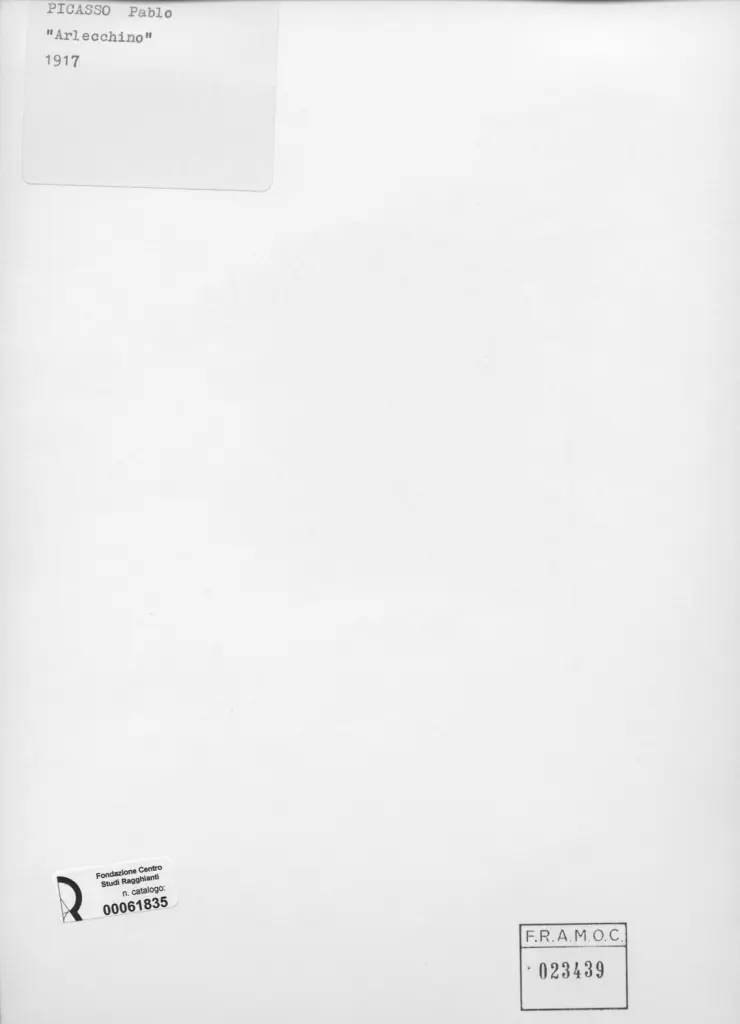 Anonimo , Picasso, Pablo - sec. XX - Arlecchino , retro