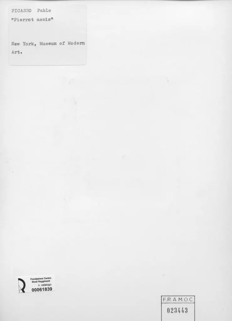 Anonimo , Picasso, Pablo - sec. XX - Pierot assis , retro