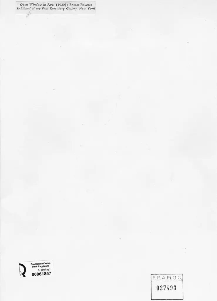 Anonimo , Picasso, Pablo - sec. XX - Open Window in Paris , retro