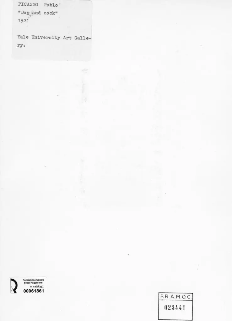 Anonimo , Picasso, Pablo - sec. XX - Dog and cock , retro