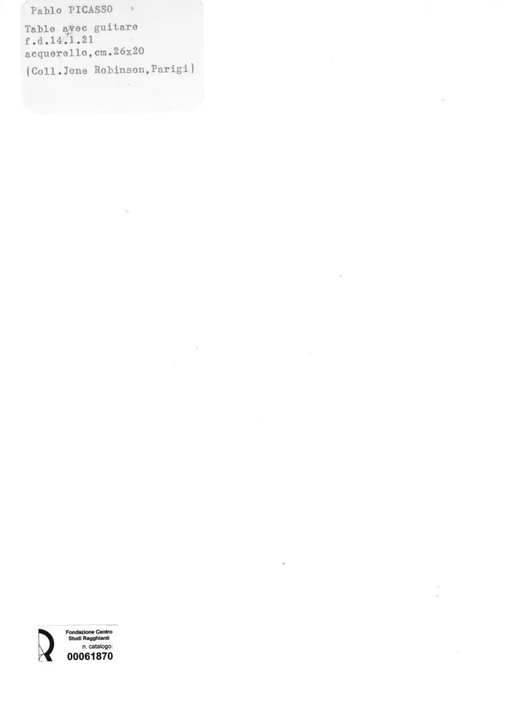 Anonimo , Picasso, Pablo - sec. XX - Table avex guitar , retro