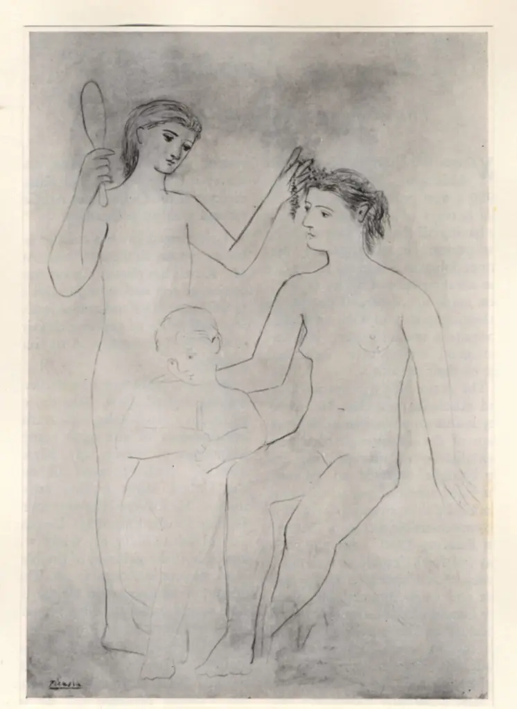 Anonimo , Picasso, Pablo - sec. XX - Deux femme et enfant , fronte