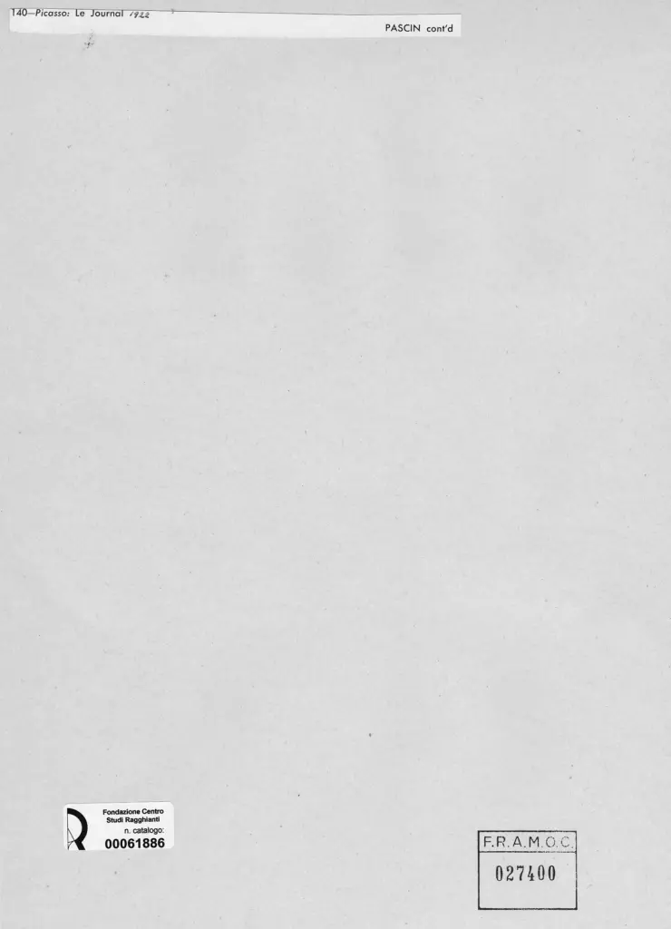 Anonimo , Picasso, Pablo - sec. XX - Le Journal , retro