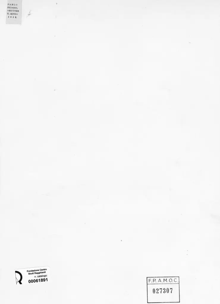 Anonimo , Picasso, Pablo - sec. XX - Madre e bambino , retro