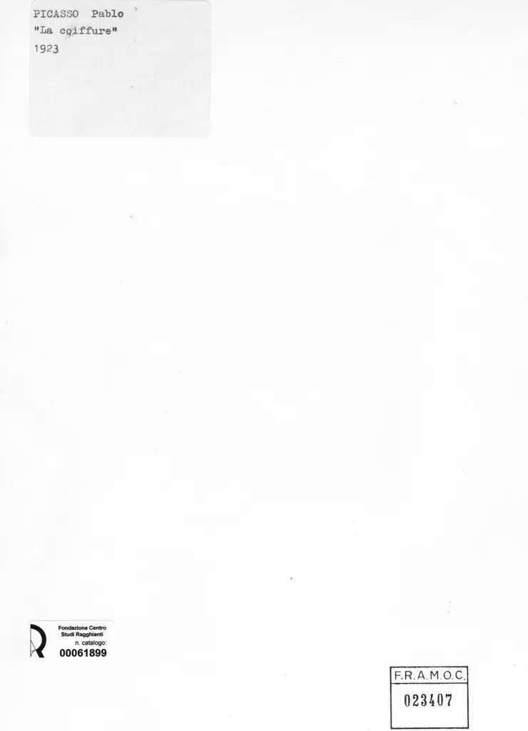 Anonimo , Picasso, Pablo - sec. XX - La coiffure , retro