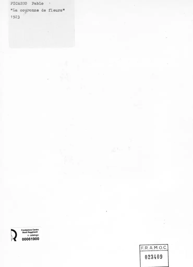 Anonimo , Picasso, Pablo - sec. XX - La couronne de fleurs , retro
