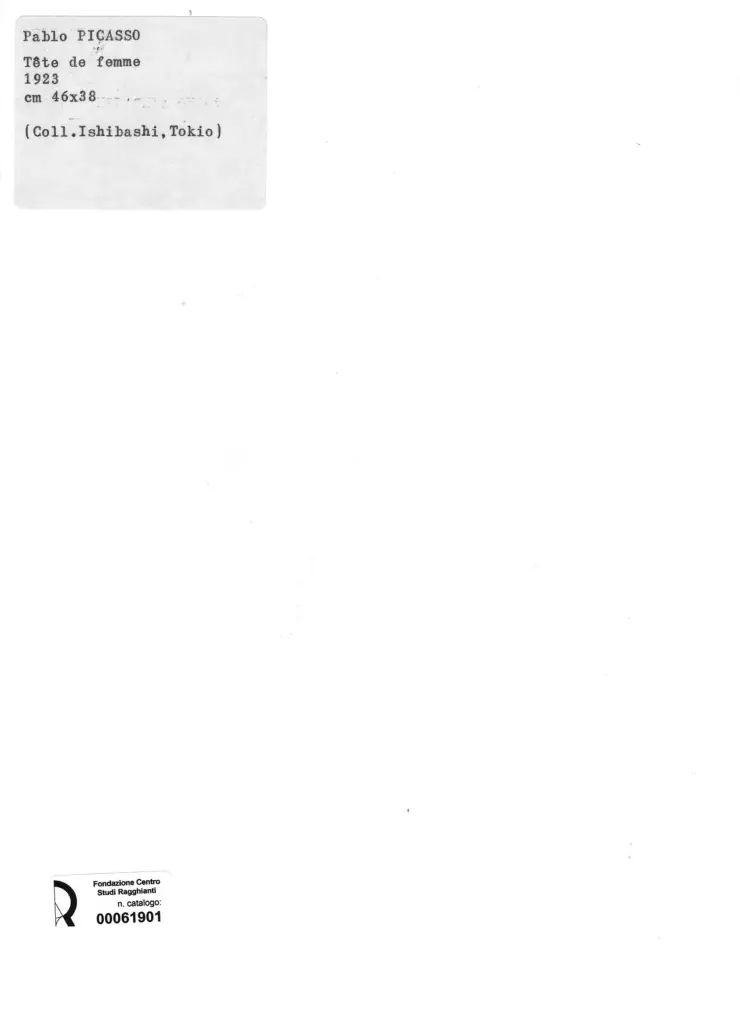 Anonimo , Picasso, Pablo - sec. XX - Testa di donna , retro