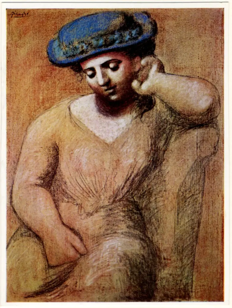 Anonimo , Picasso, Pablo - sec. XX - Donna seduta con cappello , fronte