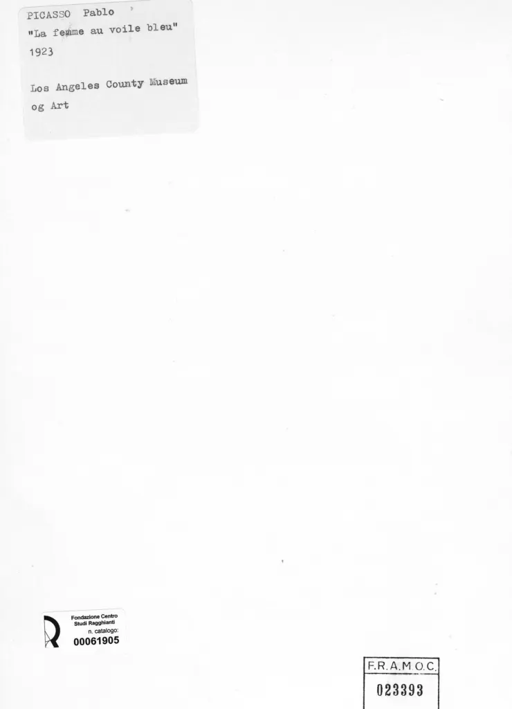 Anonimo , Picasso, Pablo - sec. XX - La donna con velo blu , retro