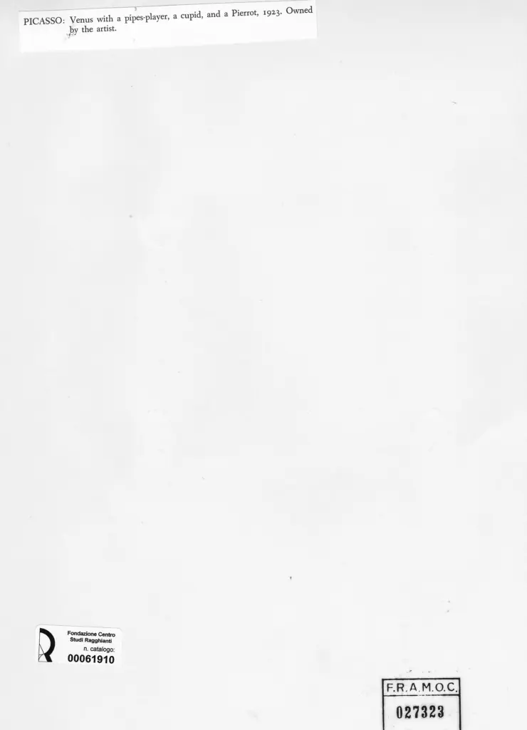 Anonimo , Picasso, Pablo - sec. XX - Venus with a pipes-player, a cupid and Pierrot , retro