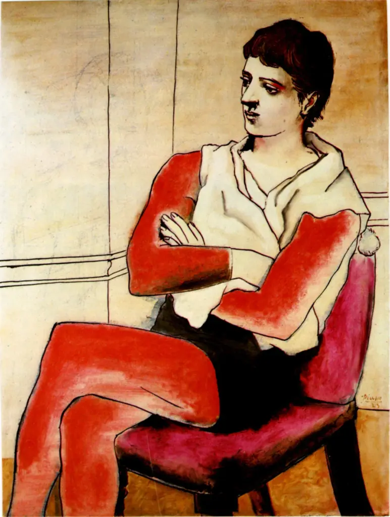 Anonimo , Picasso, Pablo - sec. XX - Saltimbanque seated with arms crossed , fronte