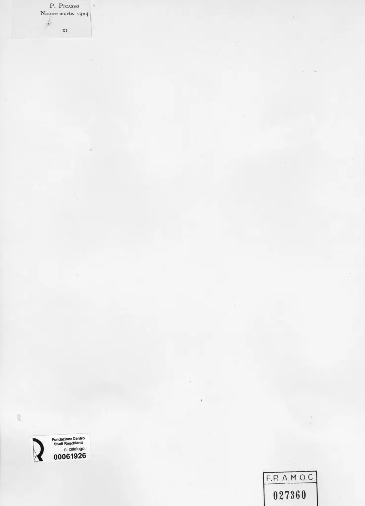 Anonimo , Picasso, Pablo - sec. XX - Natura morta , retro