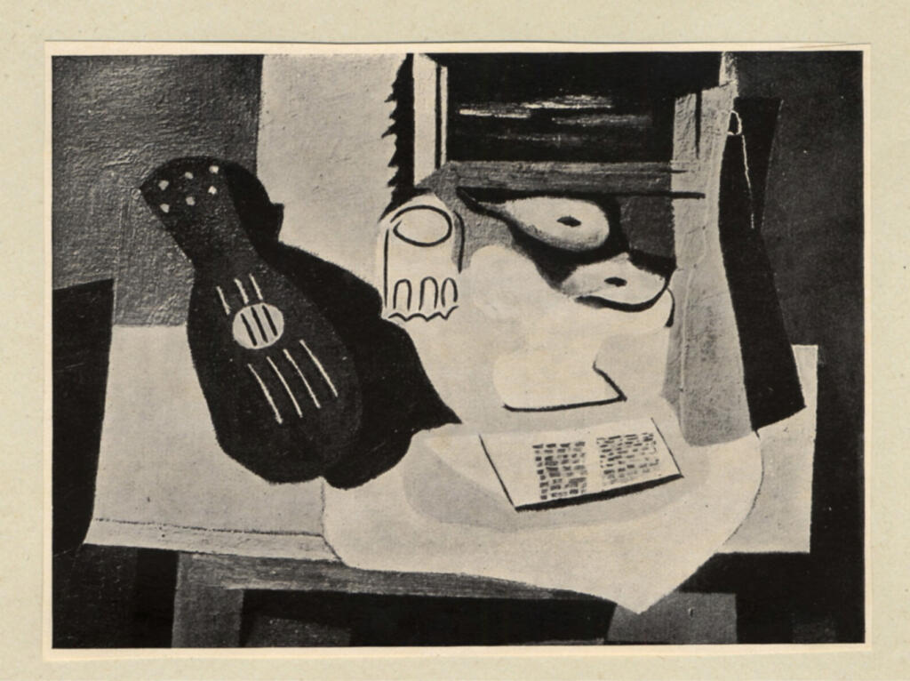 Anonimo , Picasso, Pablo - sec. XX - Chitarra, Bicchiere e fruttiera , fronte