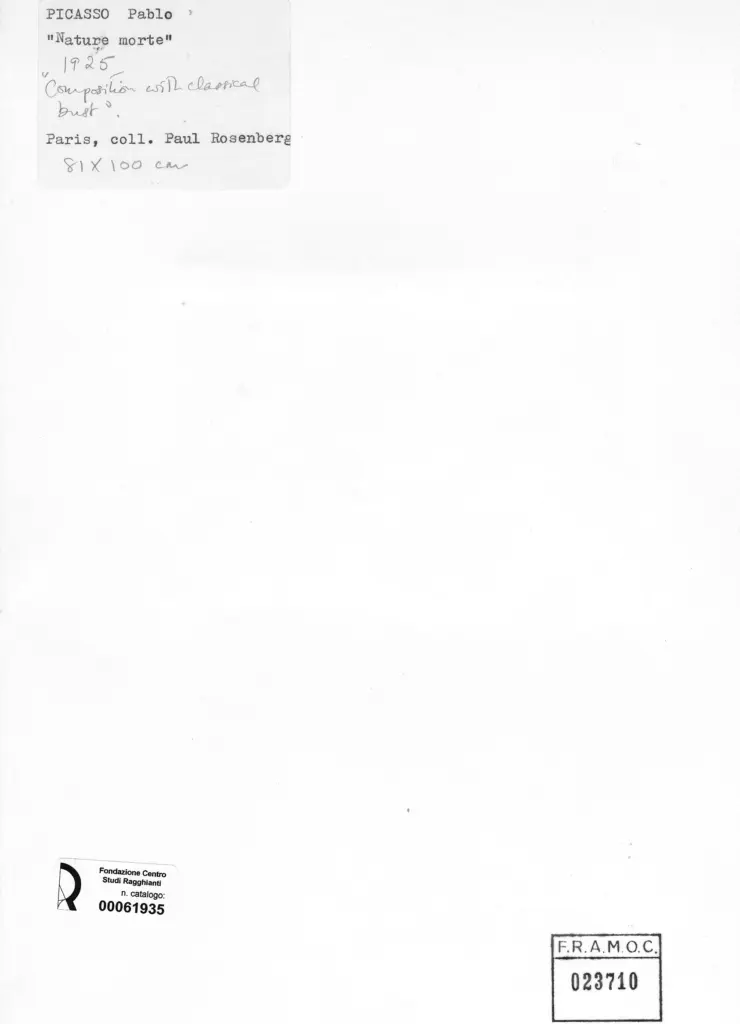 Anonimo , Picasso, Pablo - sec. XX - Nature morte , retro