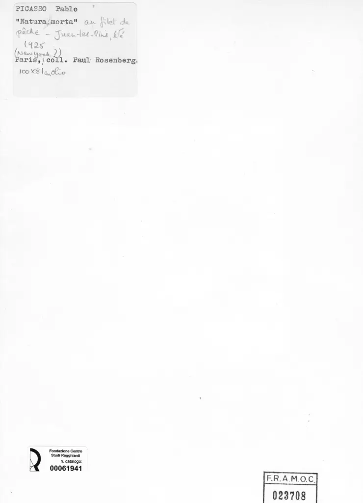 Anonimo , Picasso, Pablo - sec. XX - Natura morta , retro