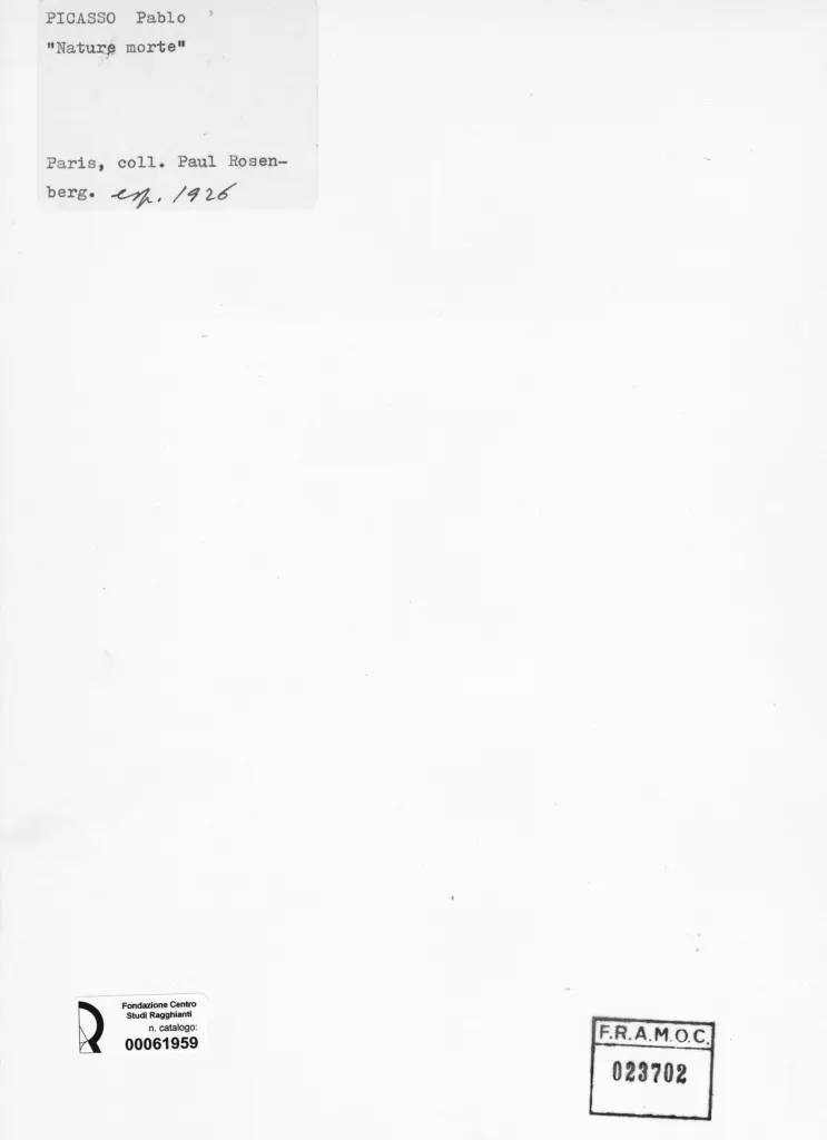 Anonimo , Picasso, Pablo - sec. XX - Nature morte , retro