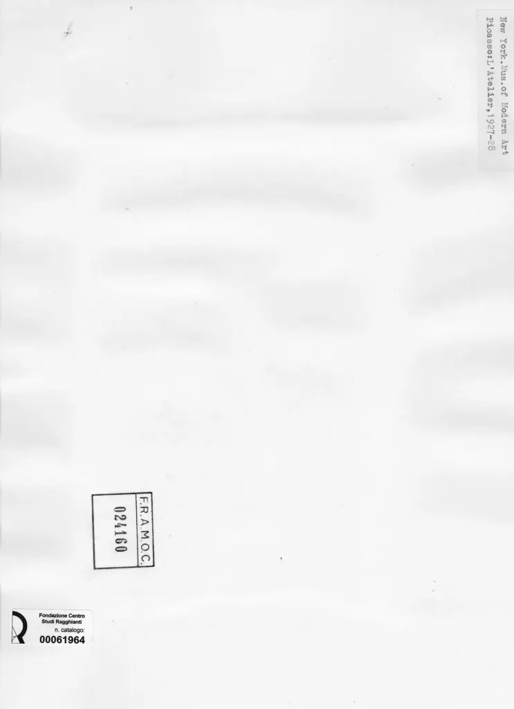 Anonimo , Picasso, Pablo - sec. XX - L'atelier , retro