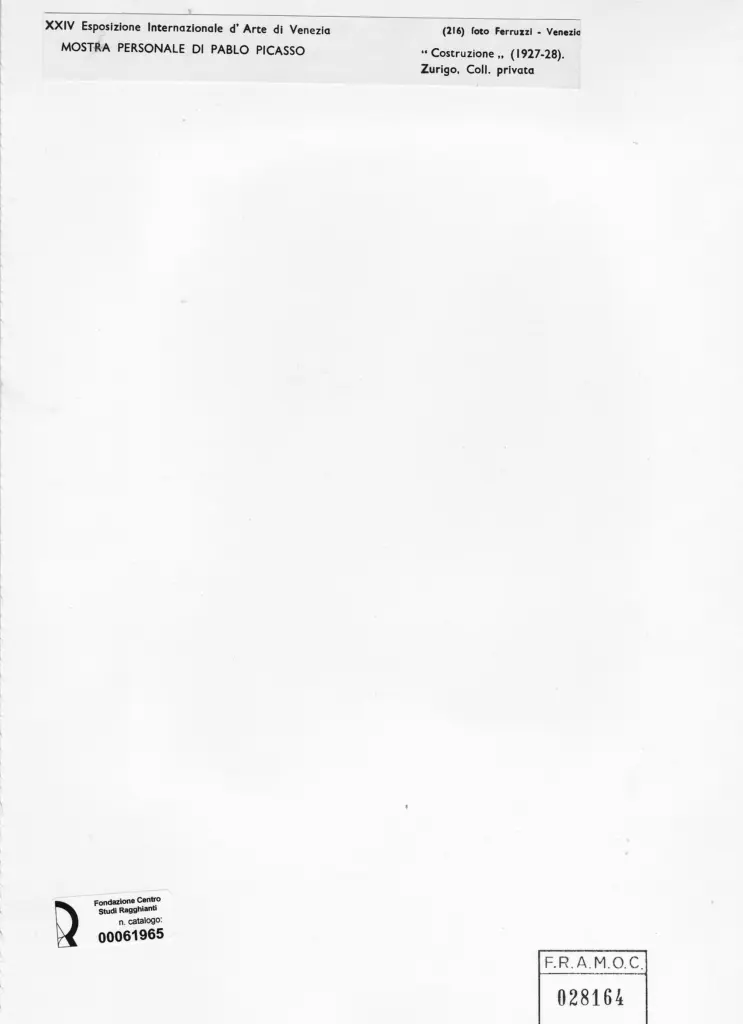Fotografia Ferruzzi , Picasso, Pablo - sec. XX - Costruzione , retro