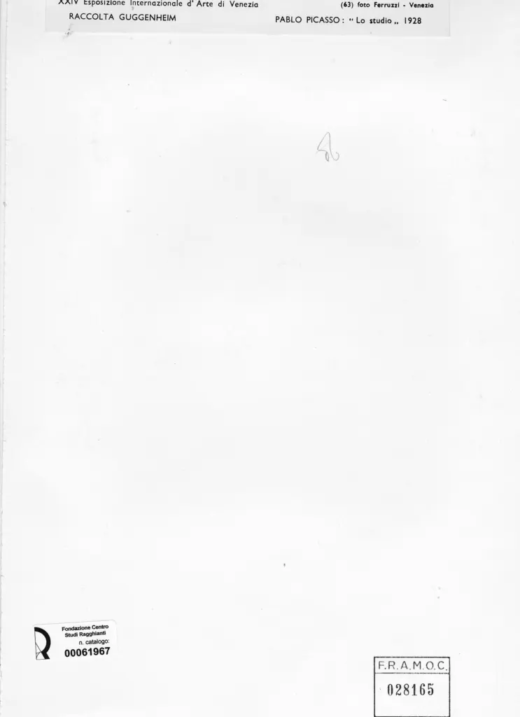 Fotografia Ferruzzi , Picasso, Pablo - sec. XX - Lo studio , retro