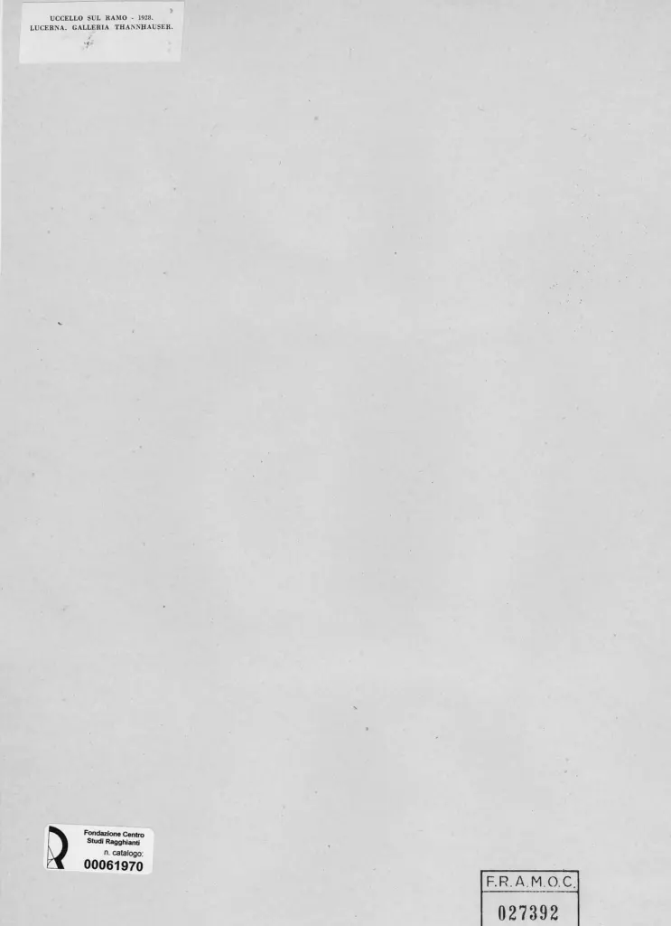 Anonimo , Picasso, Pablo - sec. XX - Uccello sul ramo , retro