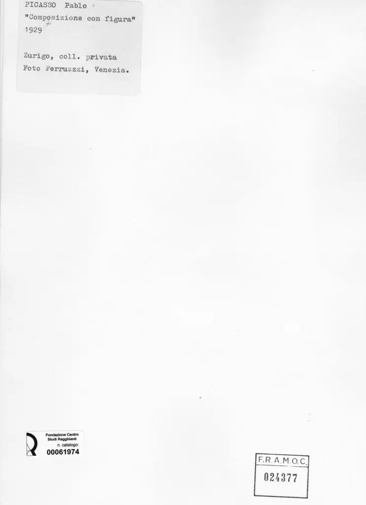 Fotografia Ferruzzi , Picasso, Pablo - sec. XX - Composizione con figura , retro