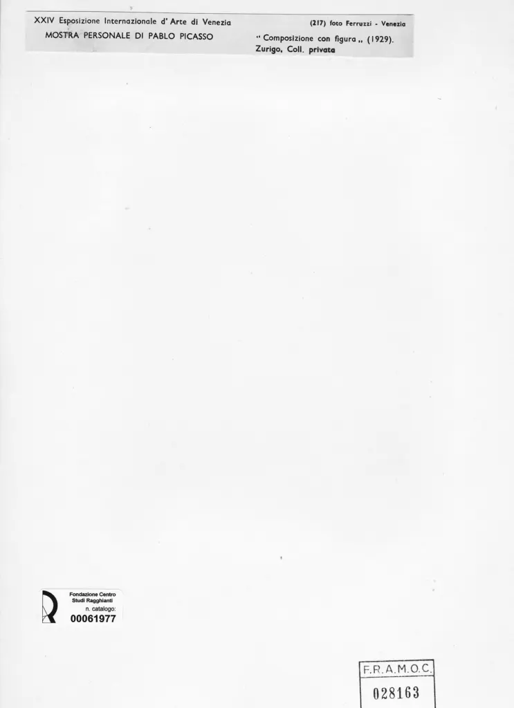 Fotografia Ferruzzi , Picasso, Pablo - sec. XX - Composizione con figura , retro