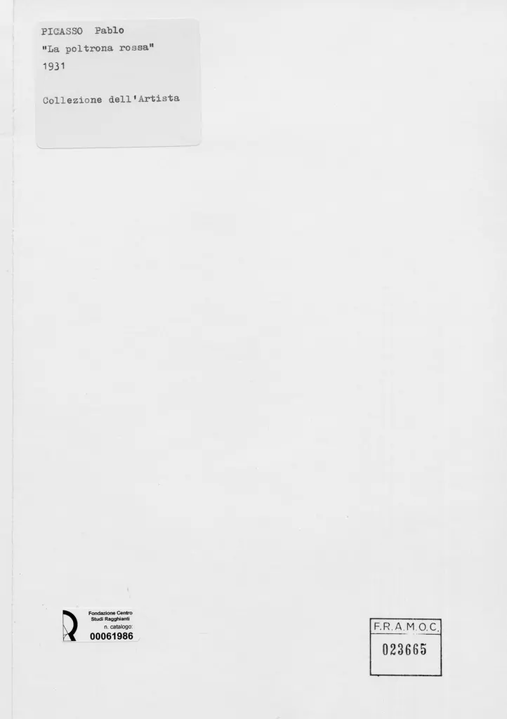Anonimo , Picasso, Pablo - sec. XX - La poltrona rossa , retro