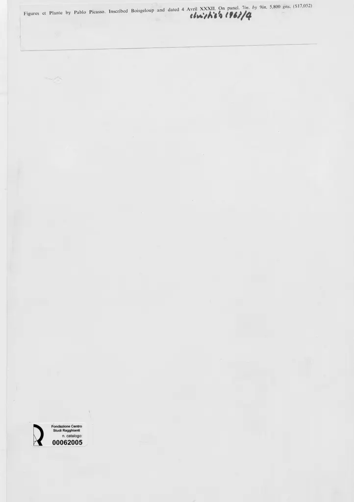 Anonimo , Picasso, Pablo - sec. XX - Figures et Plante , retro