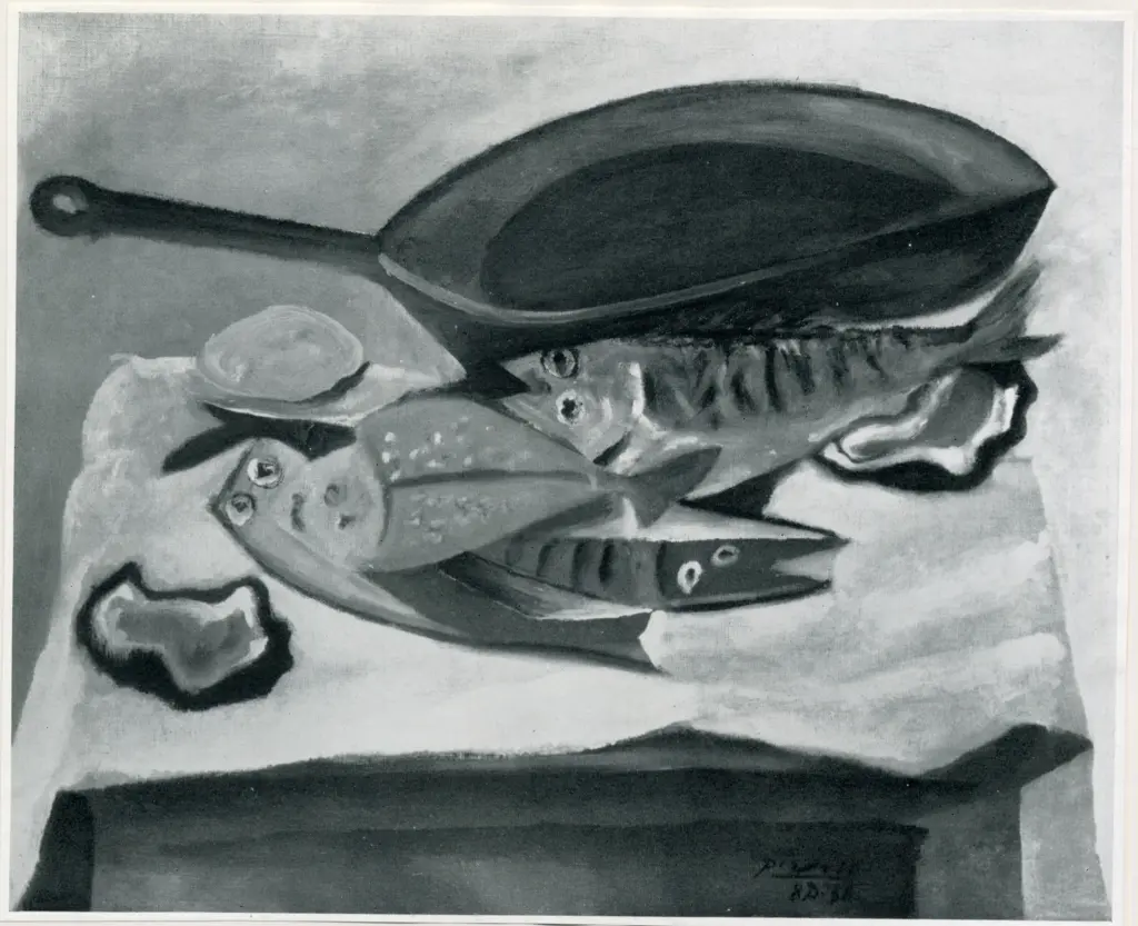 Anonimo , Picasso, Pablo - sec. XX - Natura morta con pesci , fronte