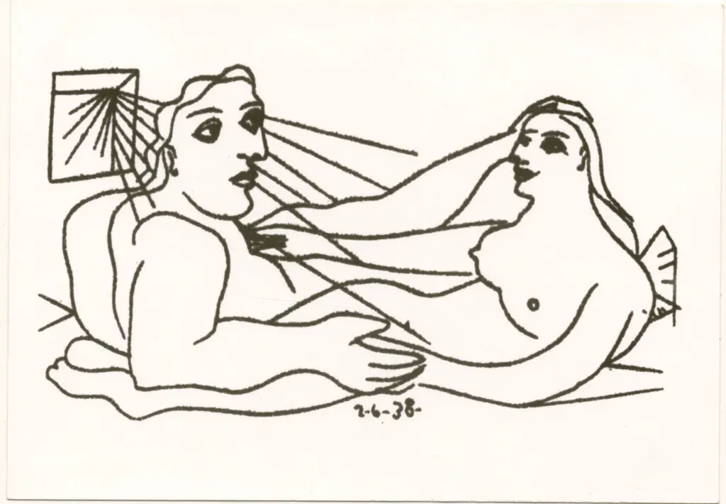 Anonimo , Picasso, Pablo - sec. XX - Due figure stese , fronte