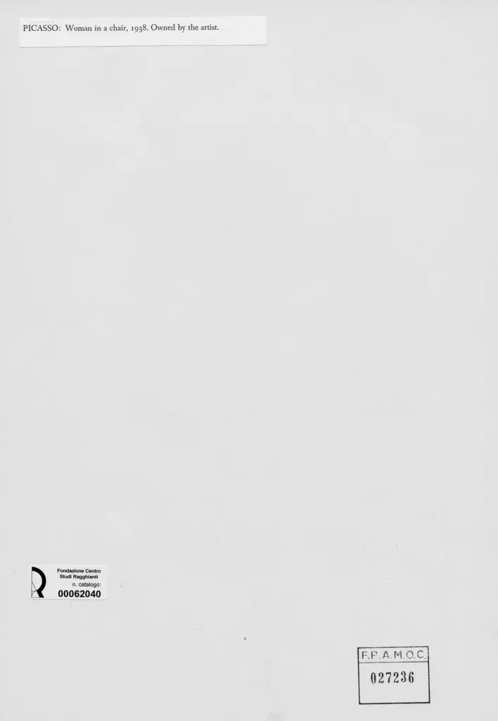 Anonimo , Picasso, Pablo - sec. XX - Donna su una sedia , retro