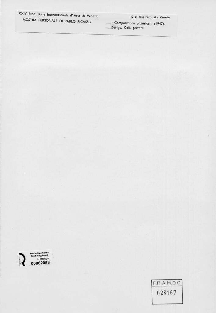 Fotografia Ferruzzi , Picasso, Pablo - sec. XX - Composizione Pittorica , retro