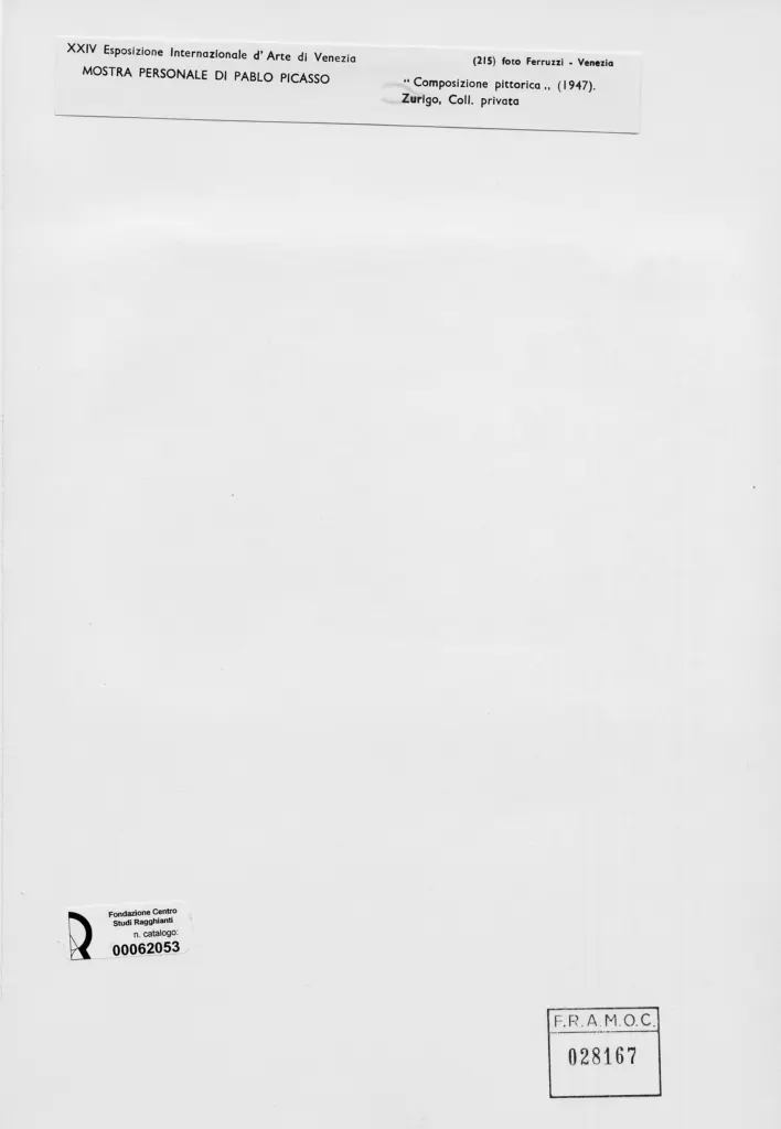 Fotografia Ferruzzi , Picasso, Pablo - sec. XX - Composizione Pittorica , retro