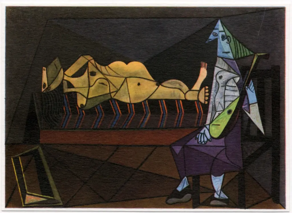 Anonimo , Picasso, Pablo - sec. XX - Nu couch&eacute; et femme assise &agrave; la mandoline , fronte