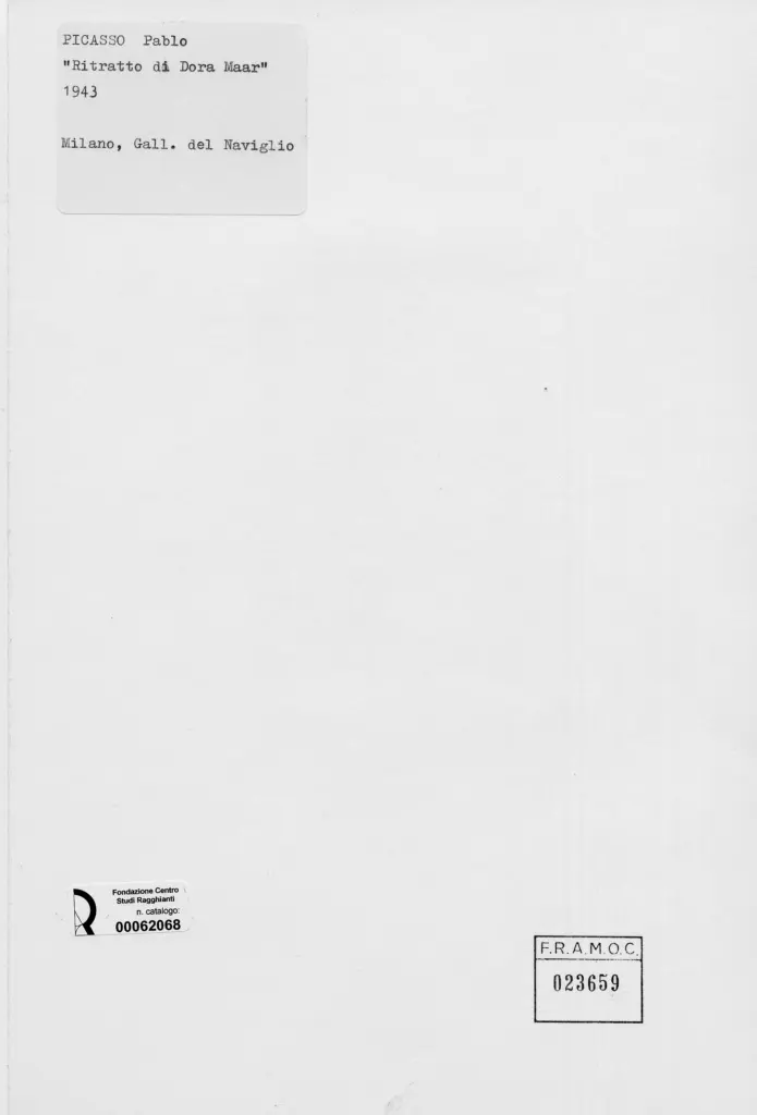 Anonimo , Picasso, Pablo - sec. XX - Ritratto di Dora Maar , retro