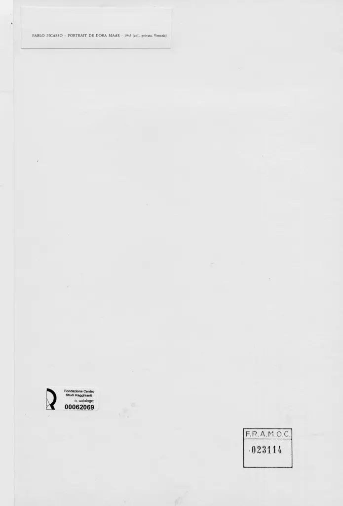 Anonimo , Picasso, Pablo - sec. XX - Ritratto di Dora Maar , retro