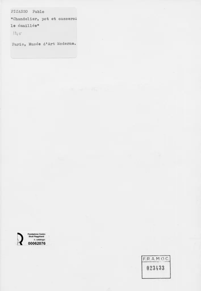 Anonimo , Picasso, Pablo - sec. XX - Chandelier, pot et casserole &eacute;maill&eacute;e , retro