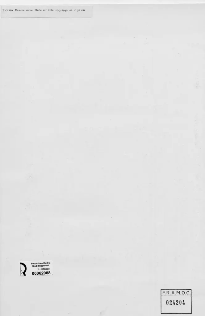 Anonimo , Picasso, Pablo - sec. XX - Donna seduta , retro
